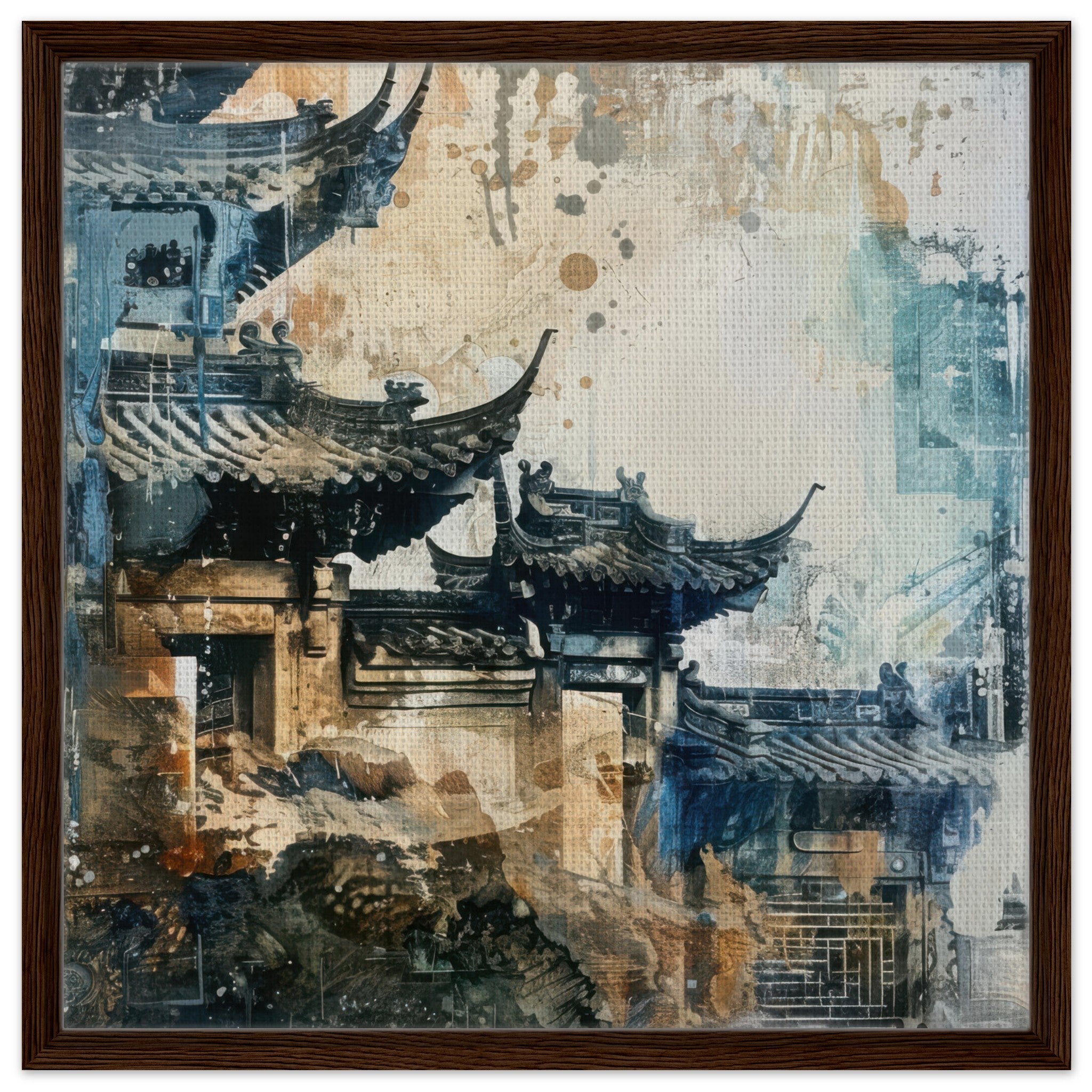 Framed Canvas Square - Old culture of China in abstract style 5 - Shop Ai Art WebShop - Digital Art online Store