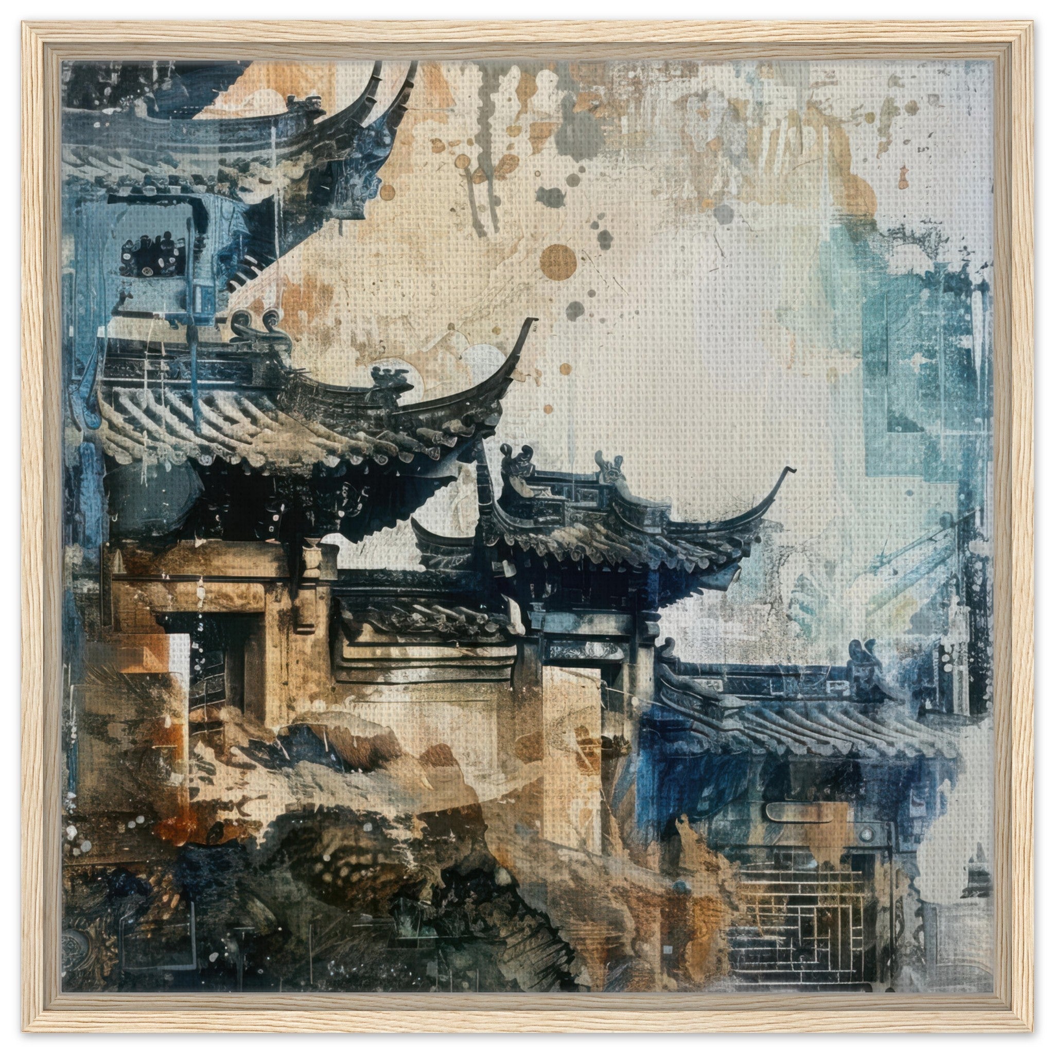 Framed Canvas Square - Old culture of China in abstract style 5 - Shop Ai Art WebShop - Digital Art online Store