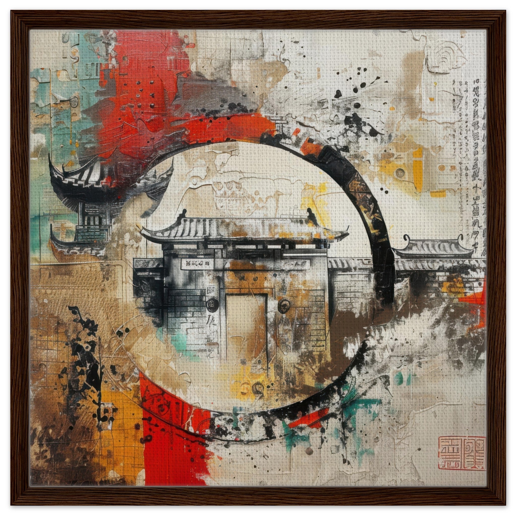 Framed Canvas Square - Old culture of China in abstract style 6 - Shop Ai Art WebShop - Digital Art online Store