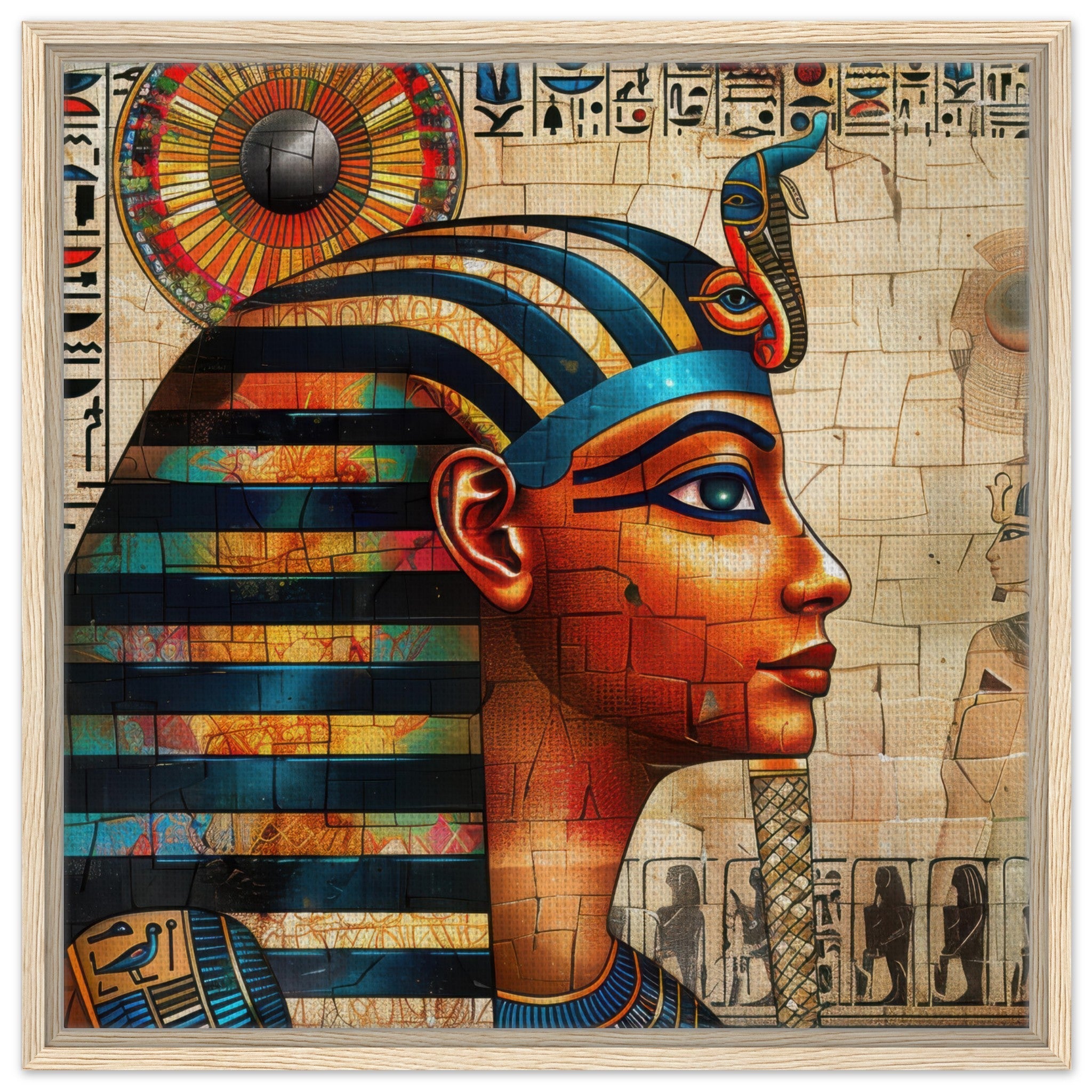 Framed Canvas Square - Old culture of Egypt in abstract style 2 - Shop Ai Art WebShop - Digital Art online Store