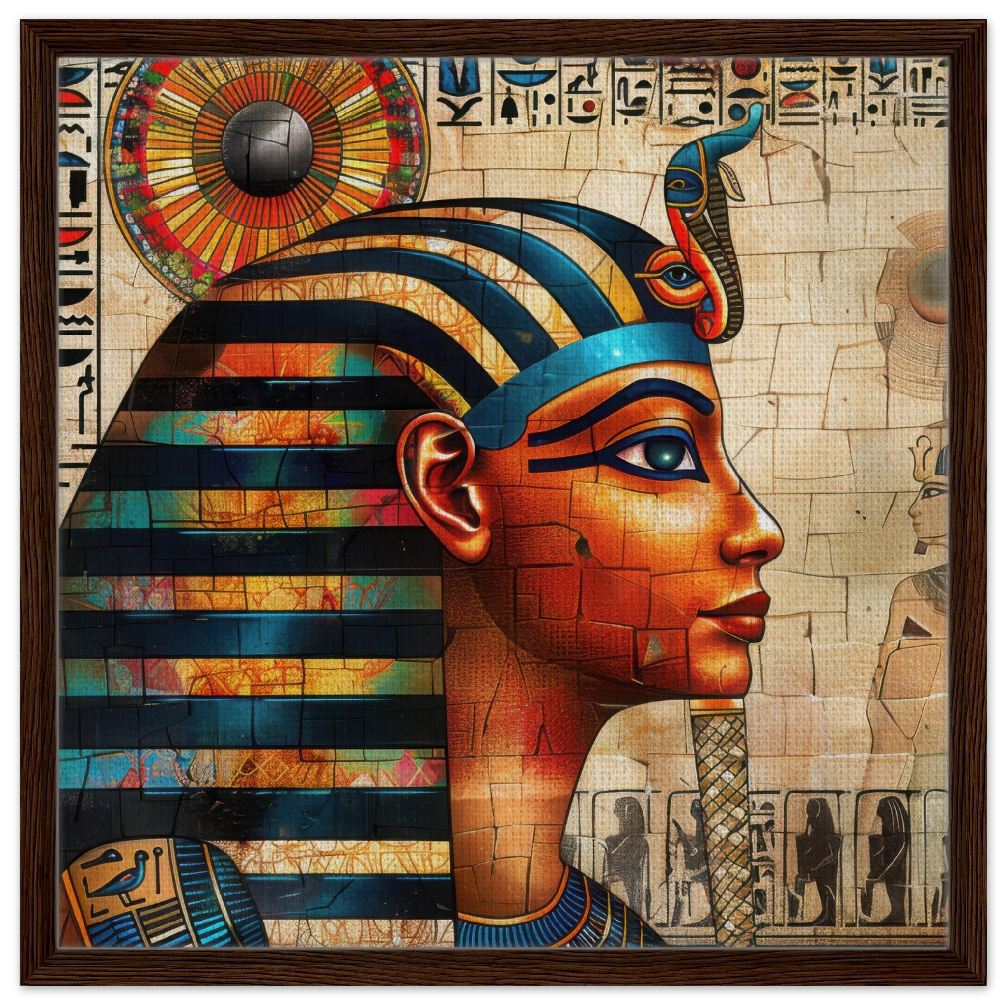 Framed Canvas Square - Old culture of Egypt in abstract style 2 - Shop Ai Art WebShop - Digital Art online Store
