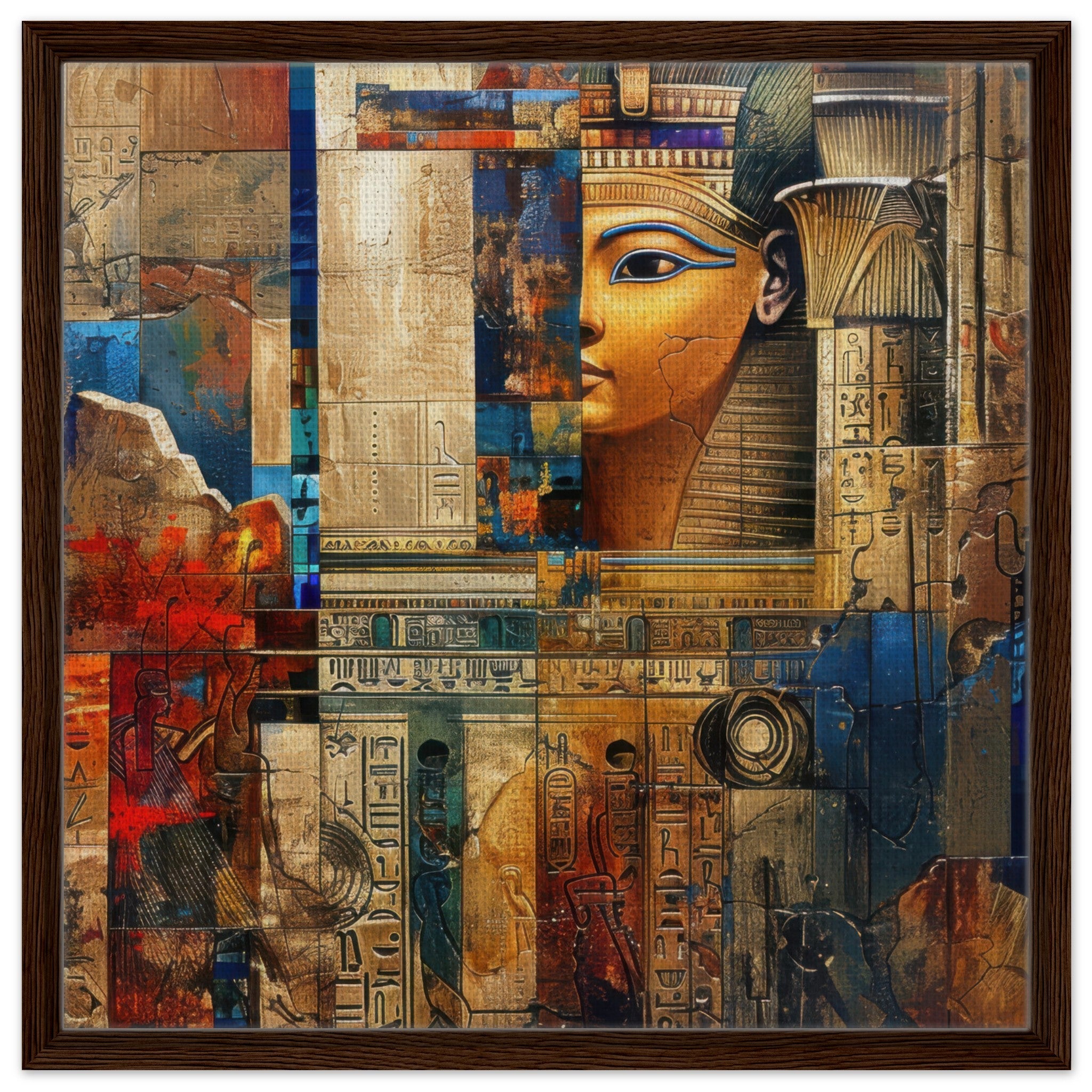 Framed Canvas Square - Old culture of Egypt in abstract style - Shop Ai Art WebShop - Digital Art online Store