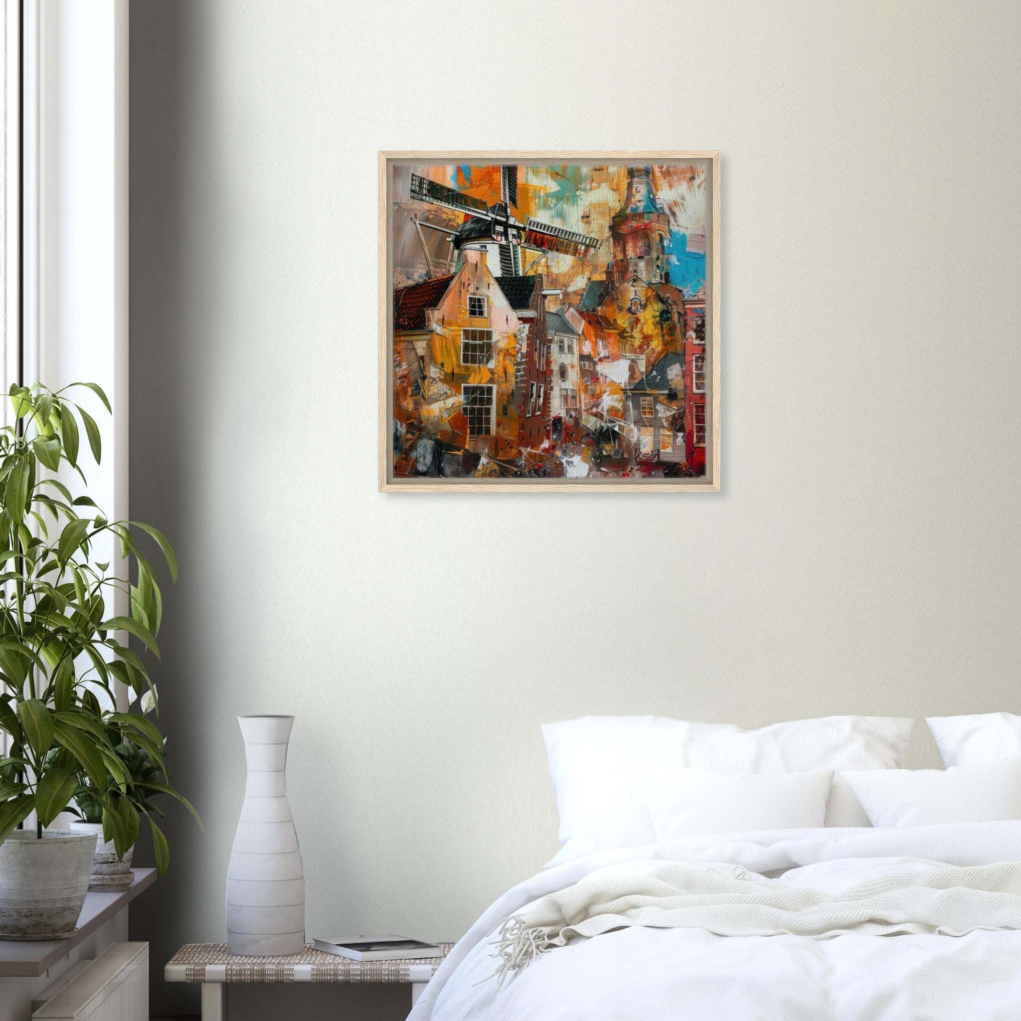 Framed Canvas Square - Old culture of the Netherlands in abstract style 5 - Shop Ai Art WebShop - Digital Art online Store