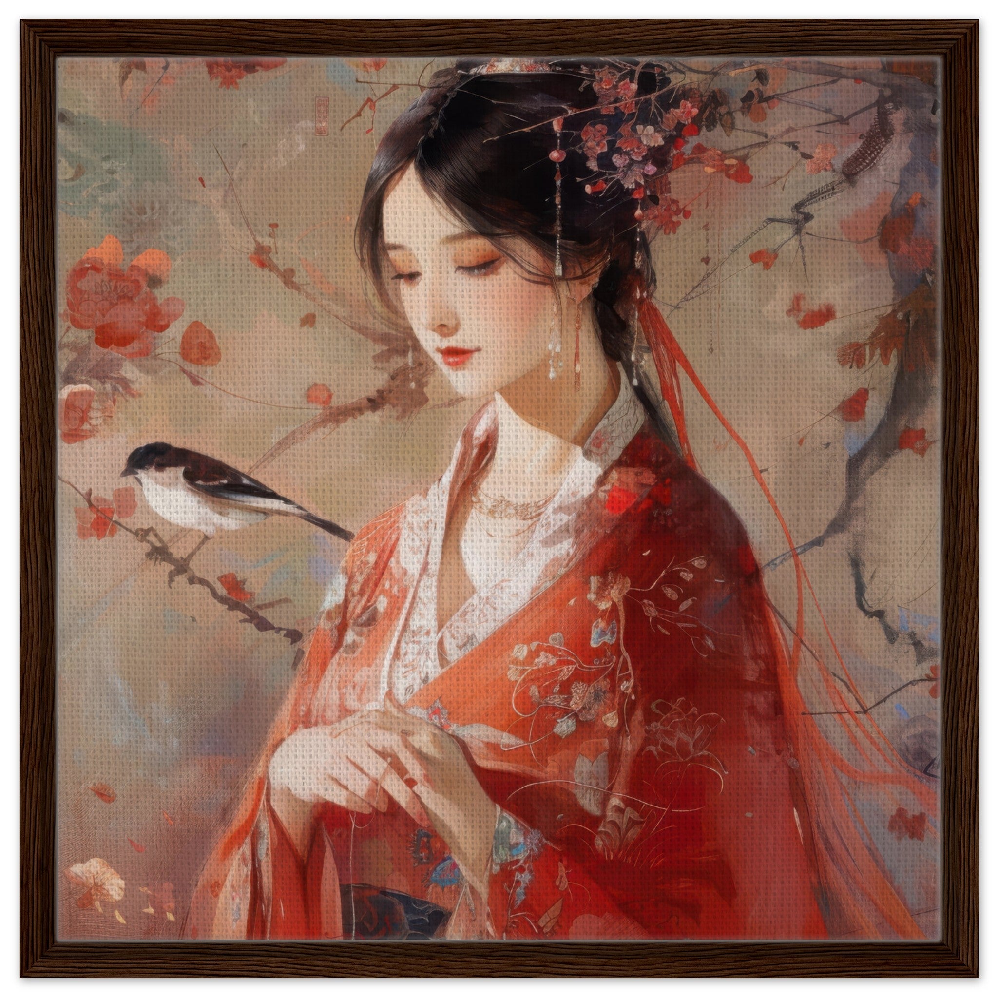 Framed Canvas Square - Romanticism art style old culture of China 2 - Shop Ai Art WebShop - Digital Art online Store