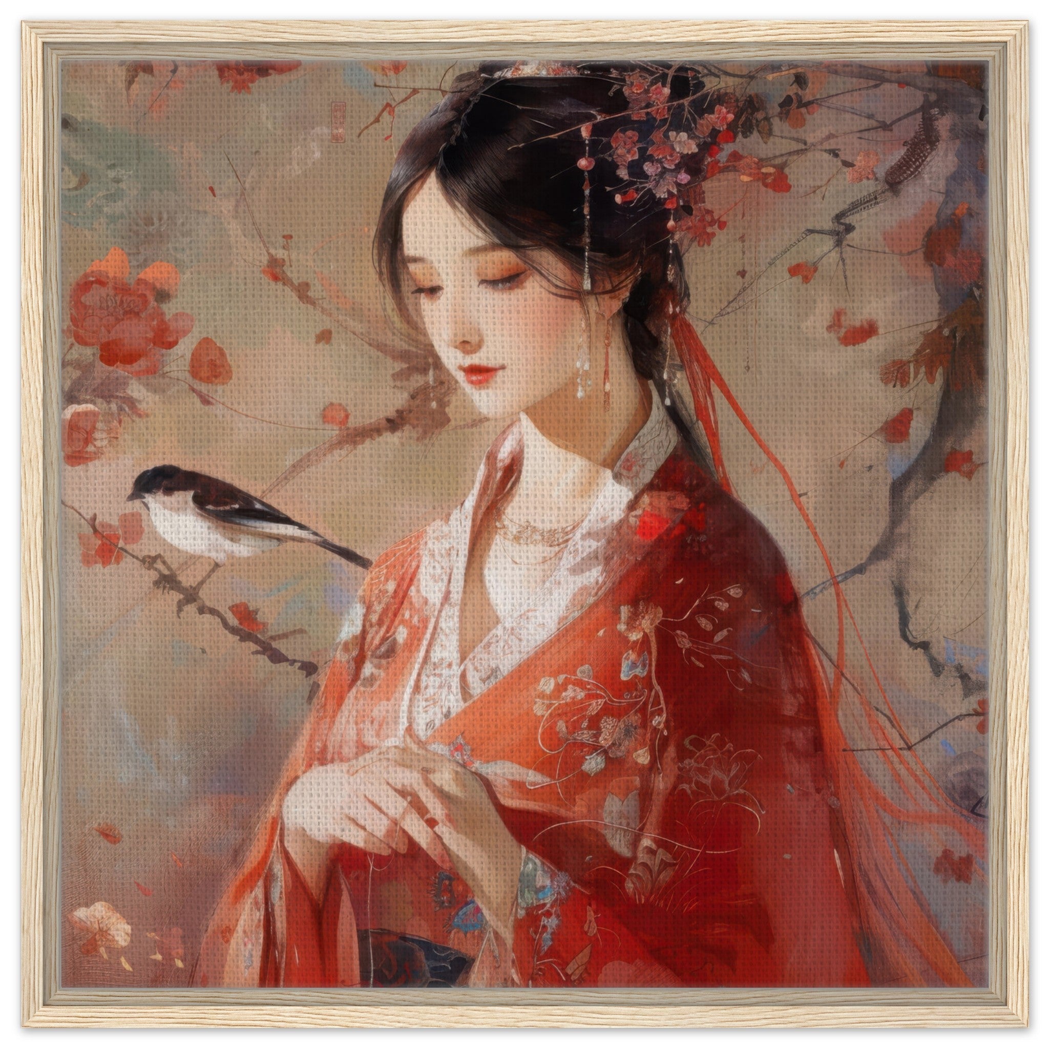 Framed Canvas Square - Romanticism art style old culture of China 2 - Shop Ai Art WebShop - Digital Art online Store