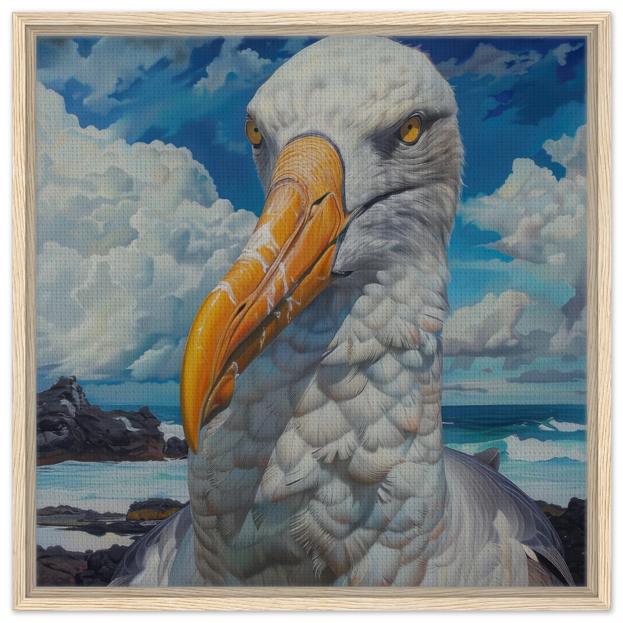 Framed Canvas Square - Rough Nature Galapagos Albatros 2 - Ai Art Force