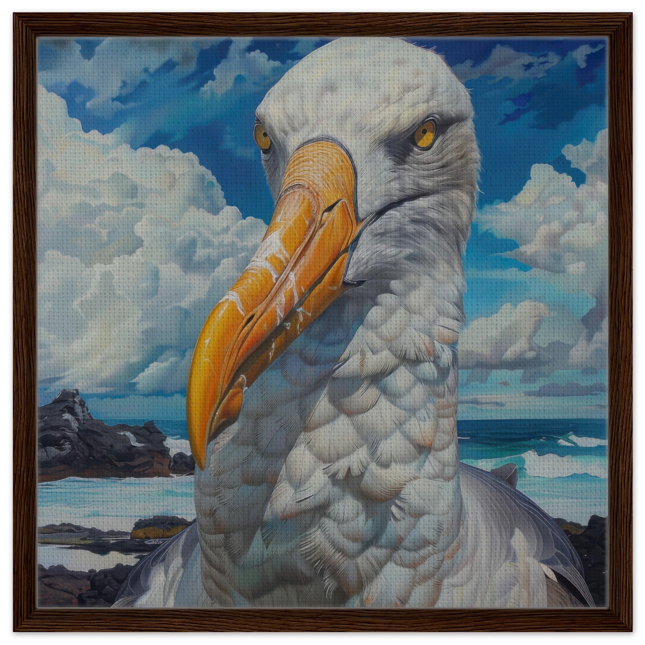 Framed Canvas Square - Rough Nature Galapagos Albatros 2 - Ai Art Force