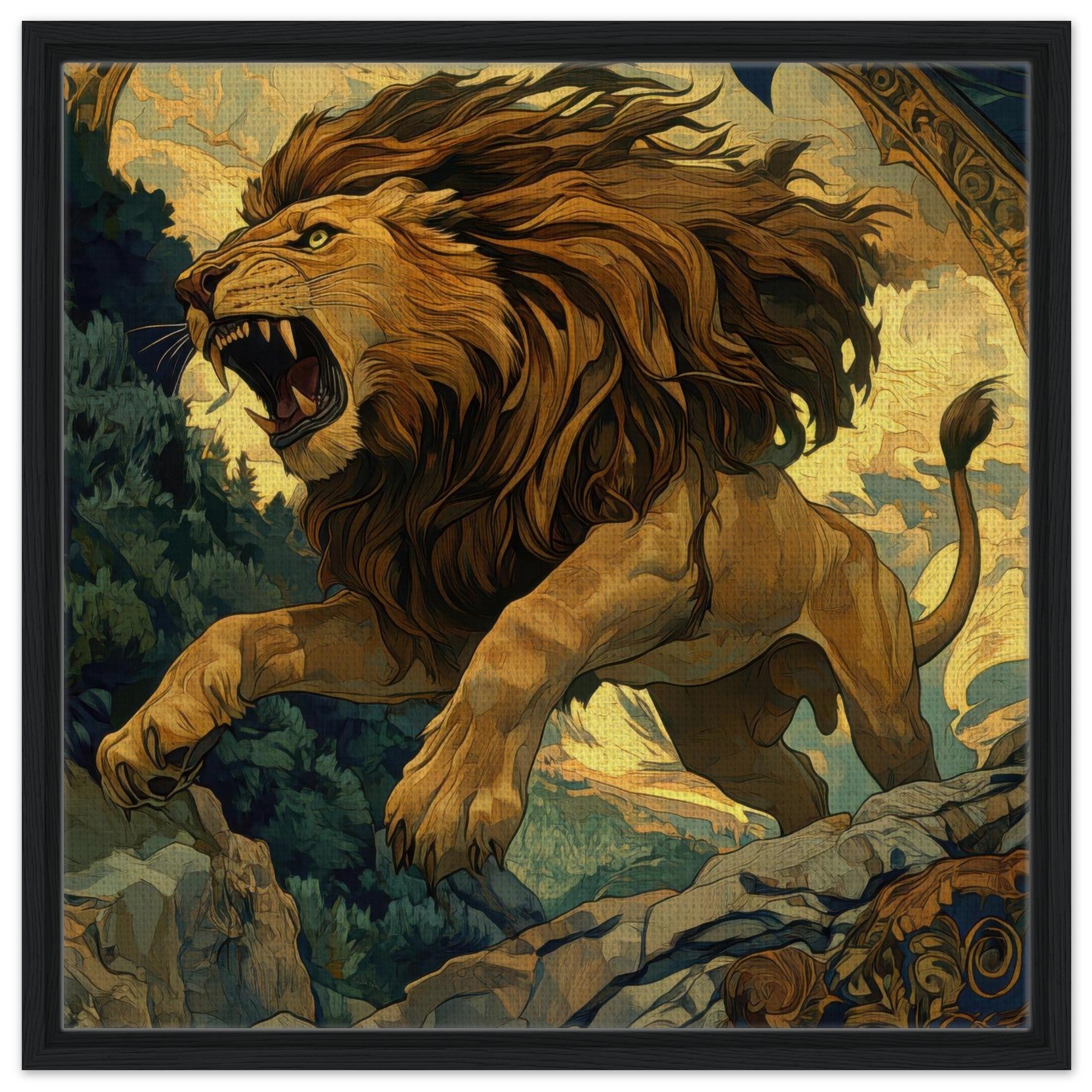 Framed Canvas Square - The Nemean Lion - Shop Ai Art WebShop - Digital Art online Store