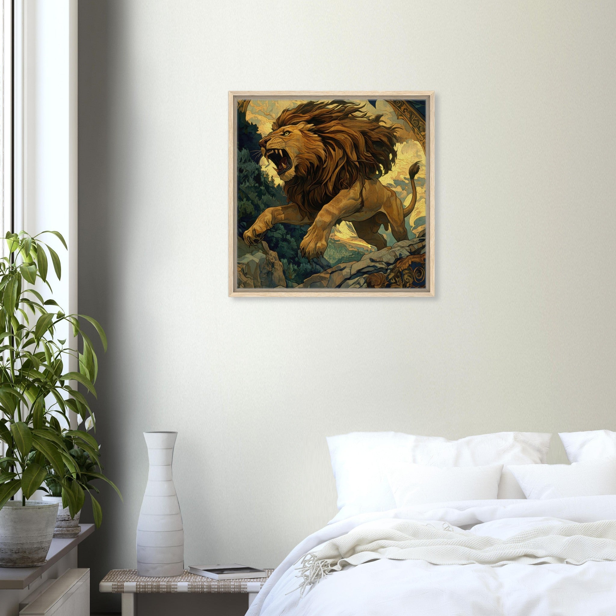 Framed Canvas Square - The Nemean Lion - Shop Ai Art WebShop - Digital Art online Store
