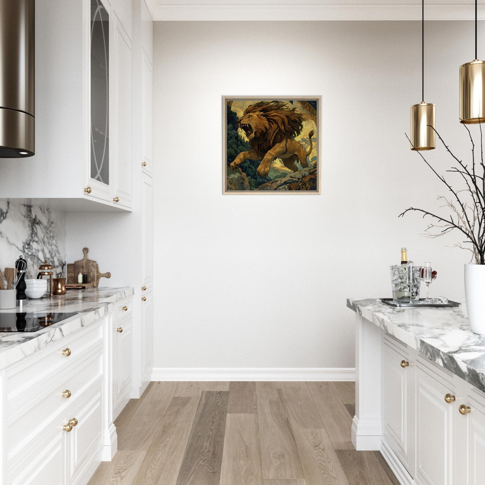 Framed Canvas Square - The Nemean Lion - Shop Ai Art WebShop - Digital Art online Store