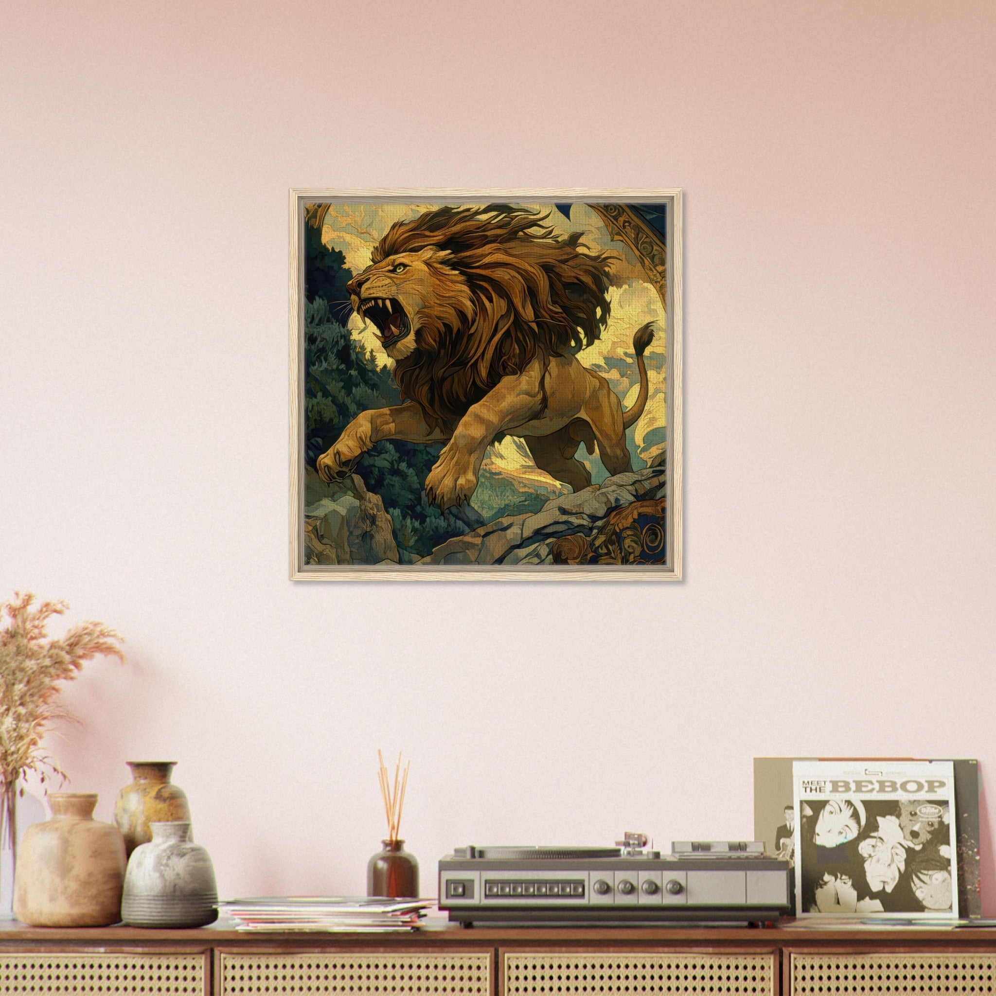 Framed Canvas Square - The Nemean Lion - Shop Ai Art WebShop - Digital Art online Store