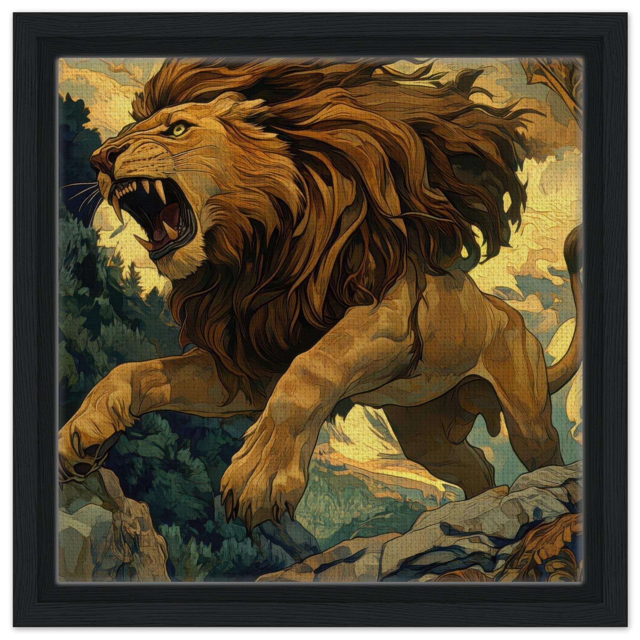 Framed Canvas Square - The Nemean Lion - Shop Ai Art WebShop - Digital Art online Store