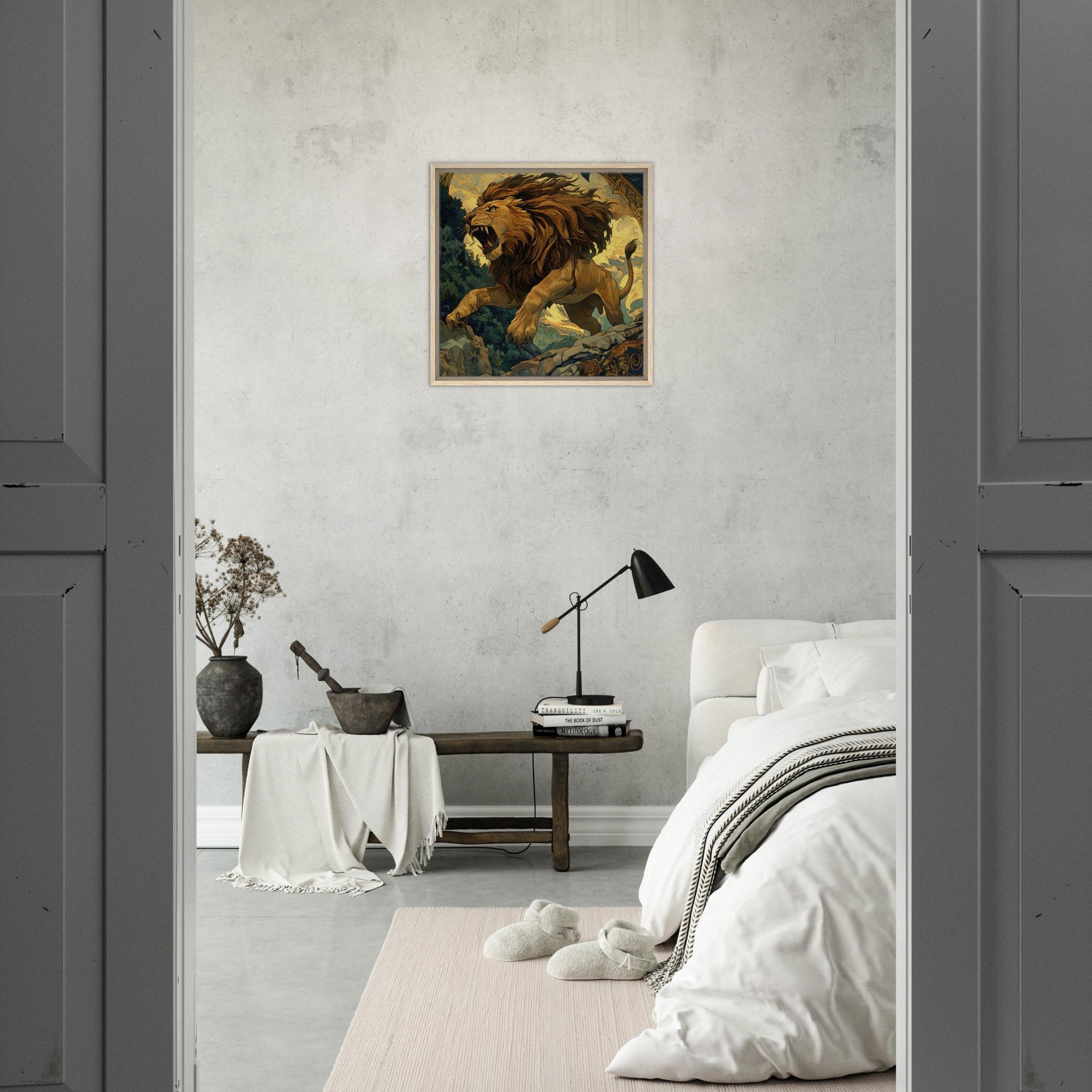 Framed Canvas Square - The Nemean Lion - Shop Ai Art WebShop - Digital Art online Store